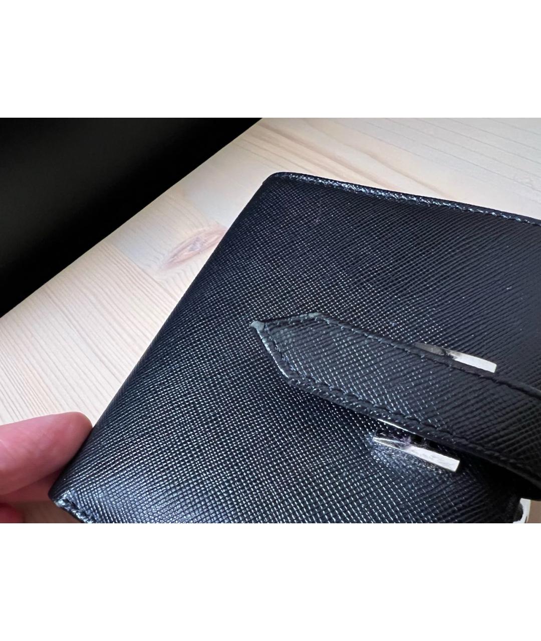 HERMES Черный кожаный кошелек, фото 7