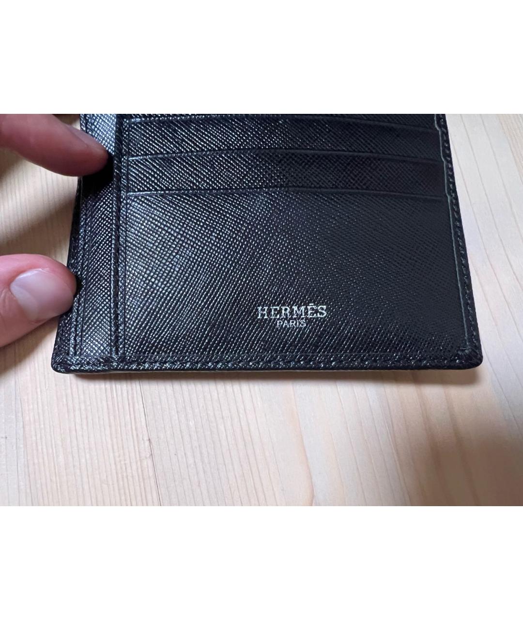 HERMES Черный кожаный кошелек, фото 3