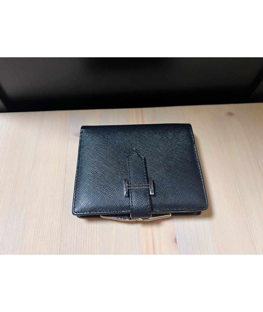 HERMES Черный кожаный кошелек, фото 9
