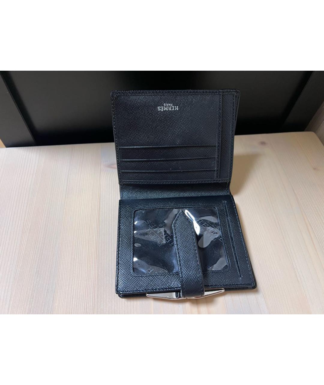 HERMES Черный кожаный кошелек, фото 8