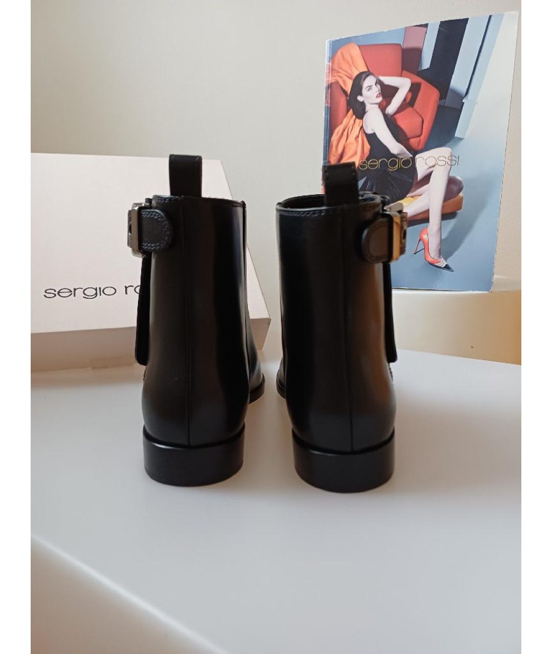 SERGIO ROSSI Черные кожаные полусапоги, фото 8