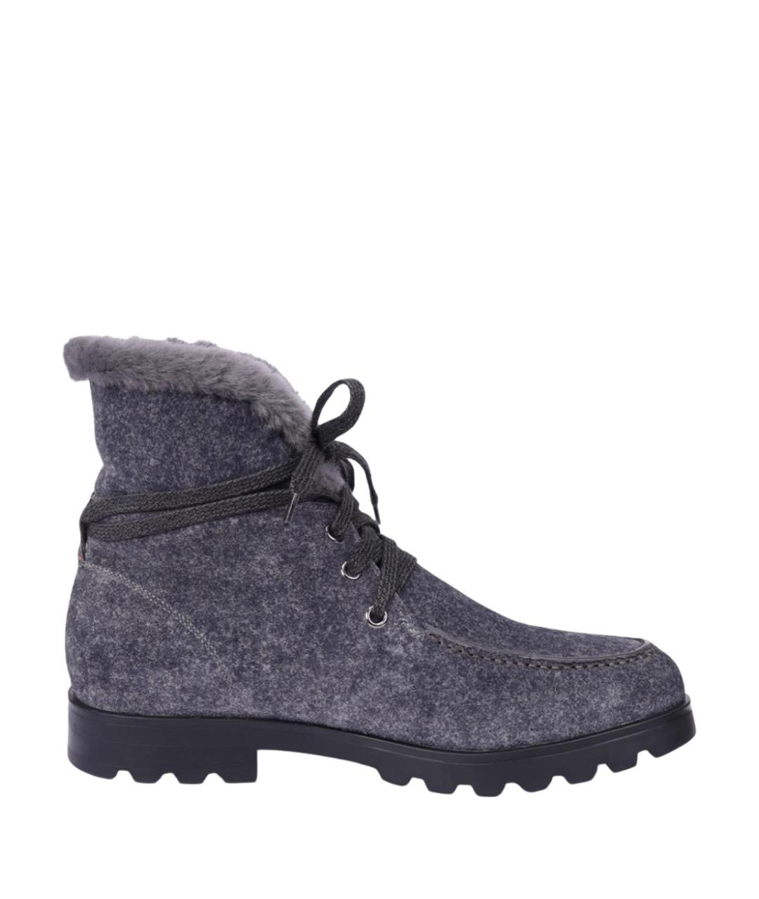 SANTONI Серые замшевые ботинки, фото 1