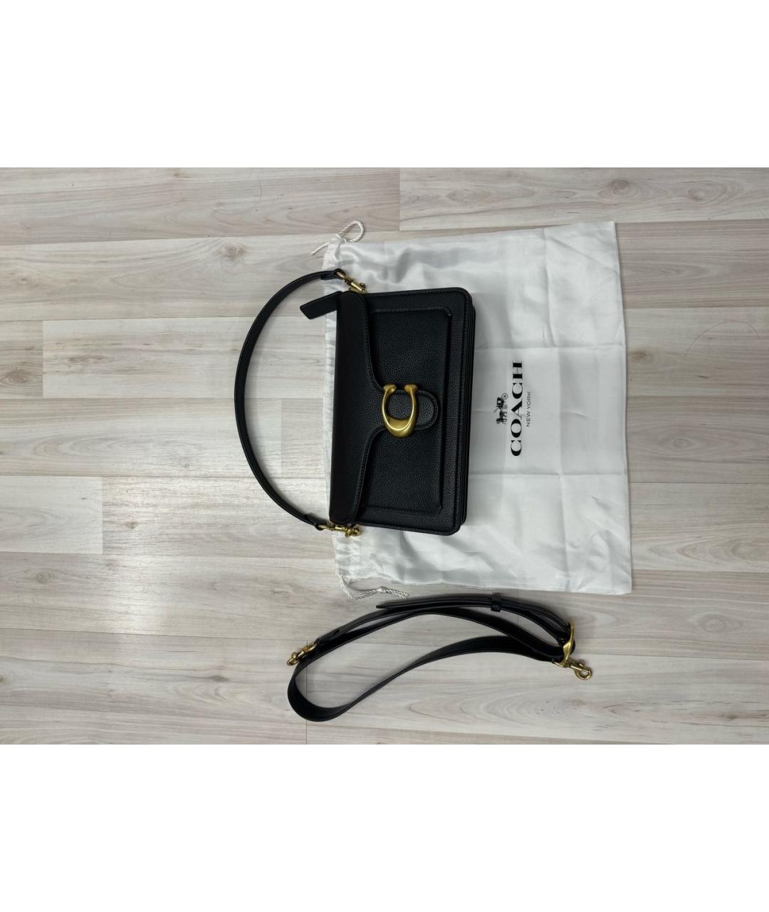 COACH Черная кожаная сумка с короткими ручками, фото 5