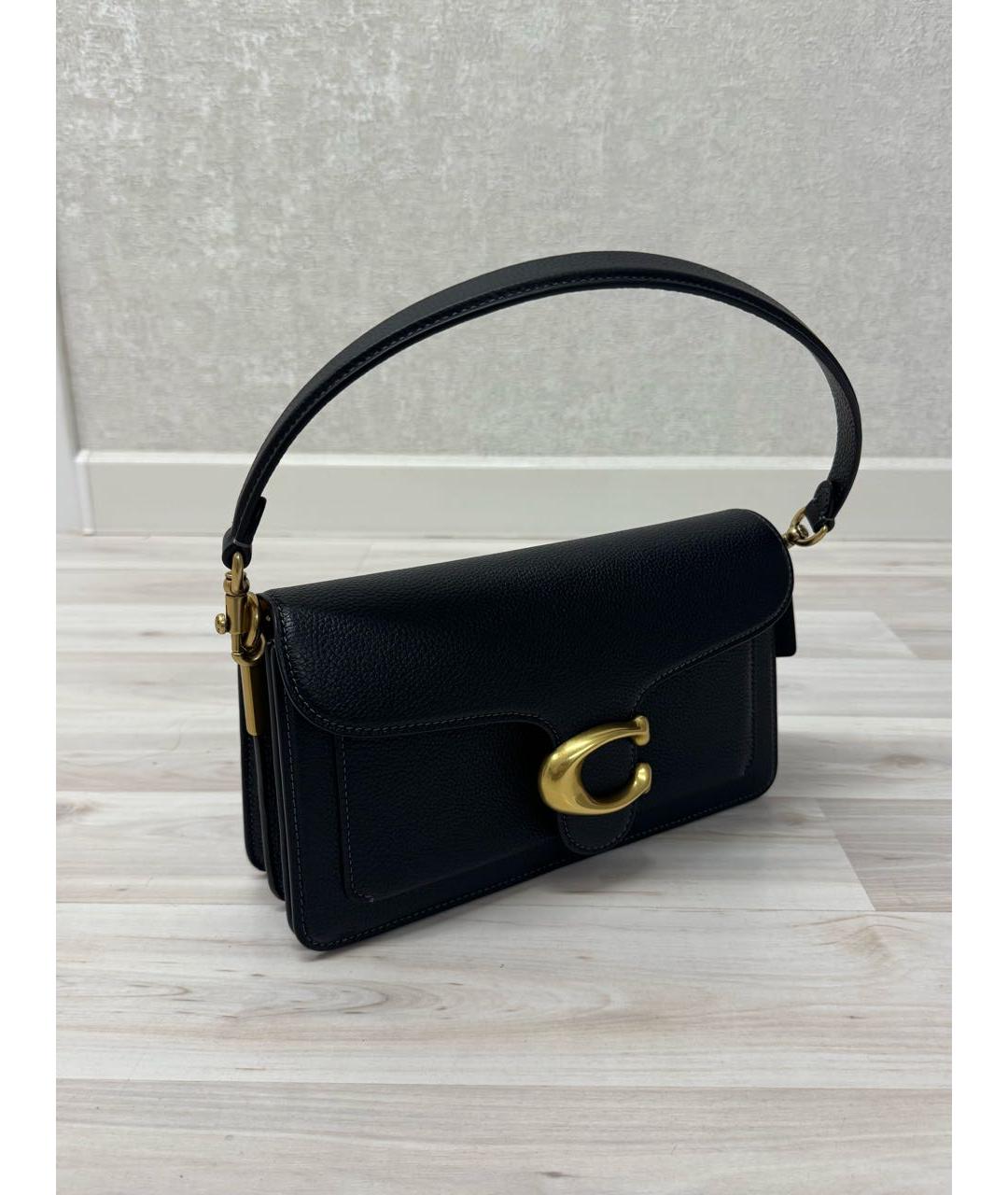 COACH Черная кожаная сумка с короткими ручками, фото 2