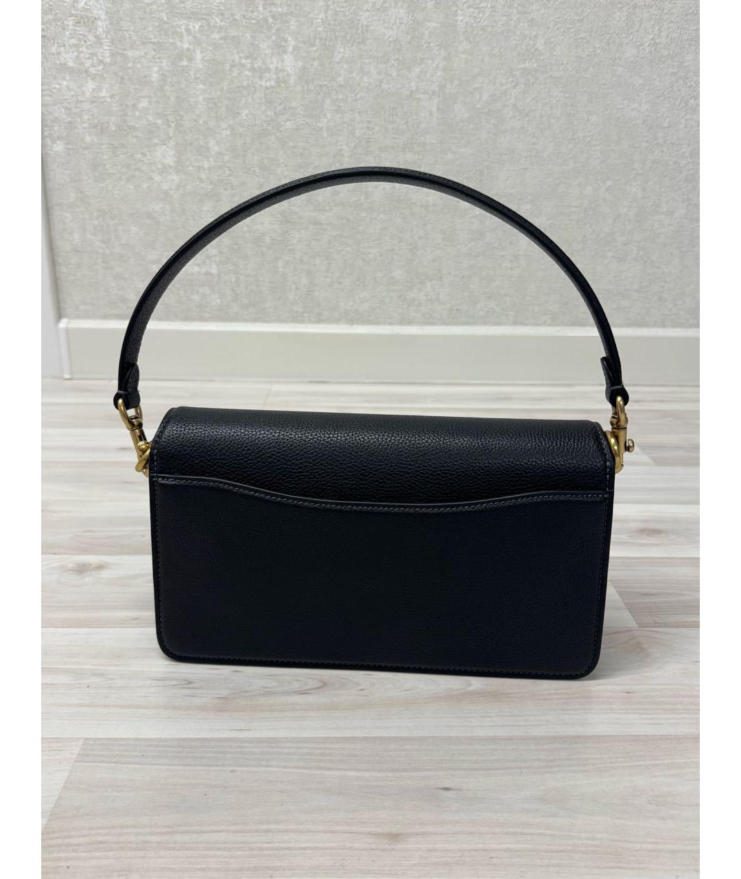 COACH Черная кожаная сумка с короткими ручками, фото 3