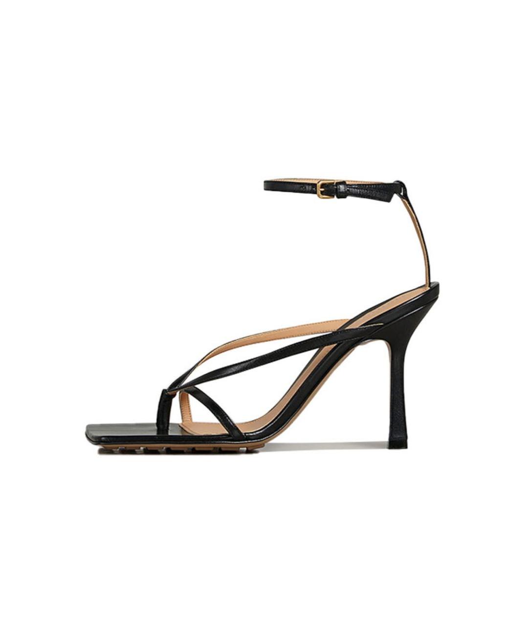 BOTTEGA VENETA Черные кожаные босоножки, фото 9