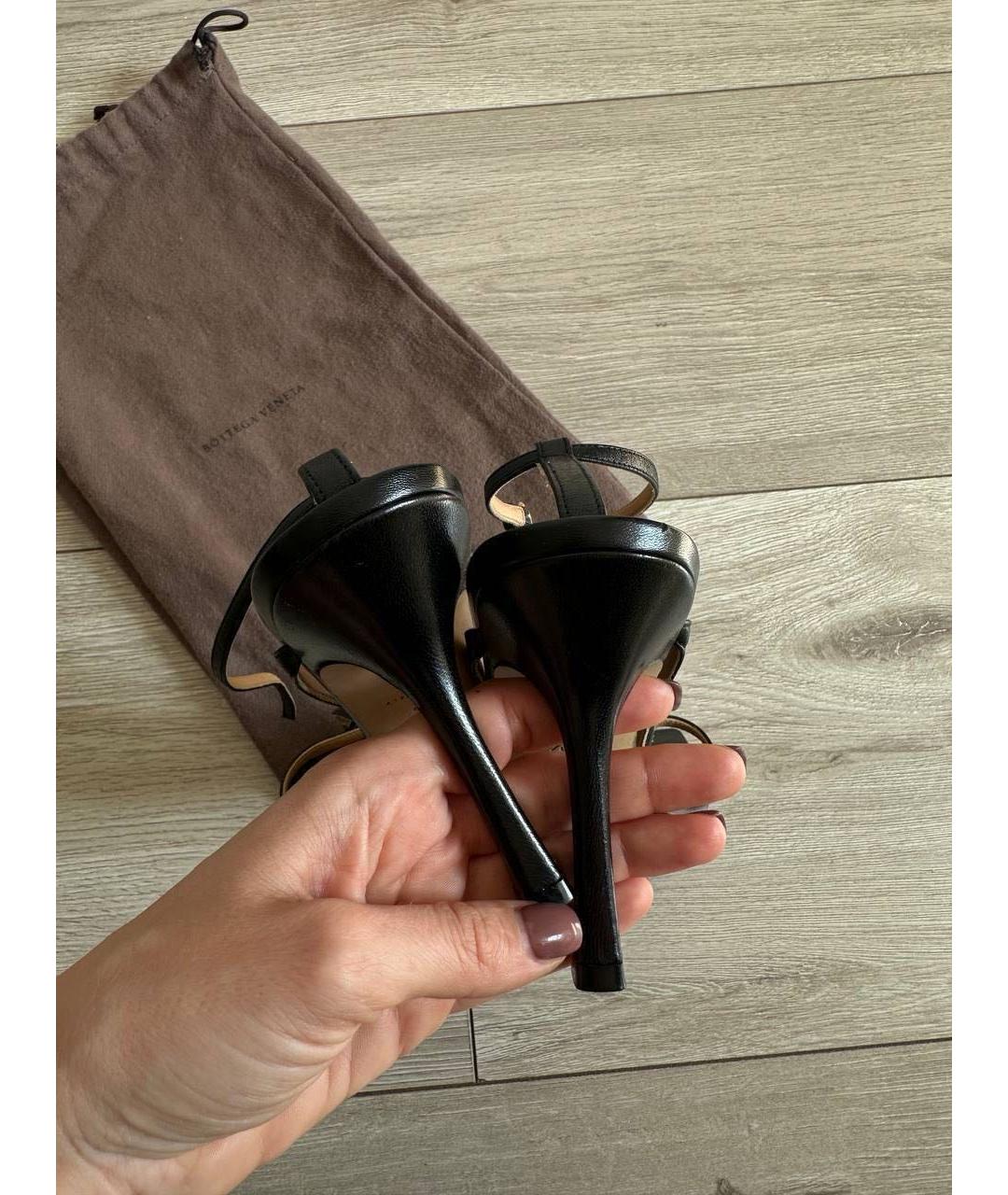 BOTTEGA VENETA Черные кожаные босоножки, фото 6