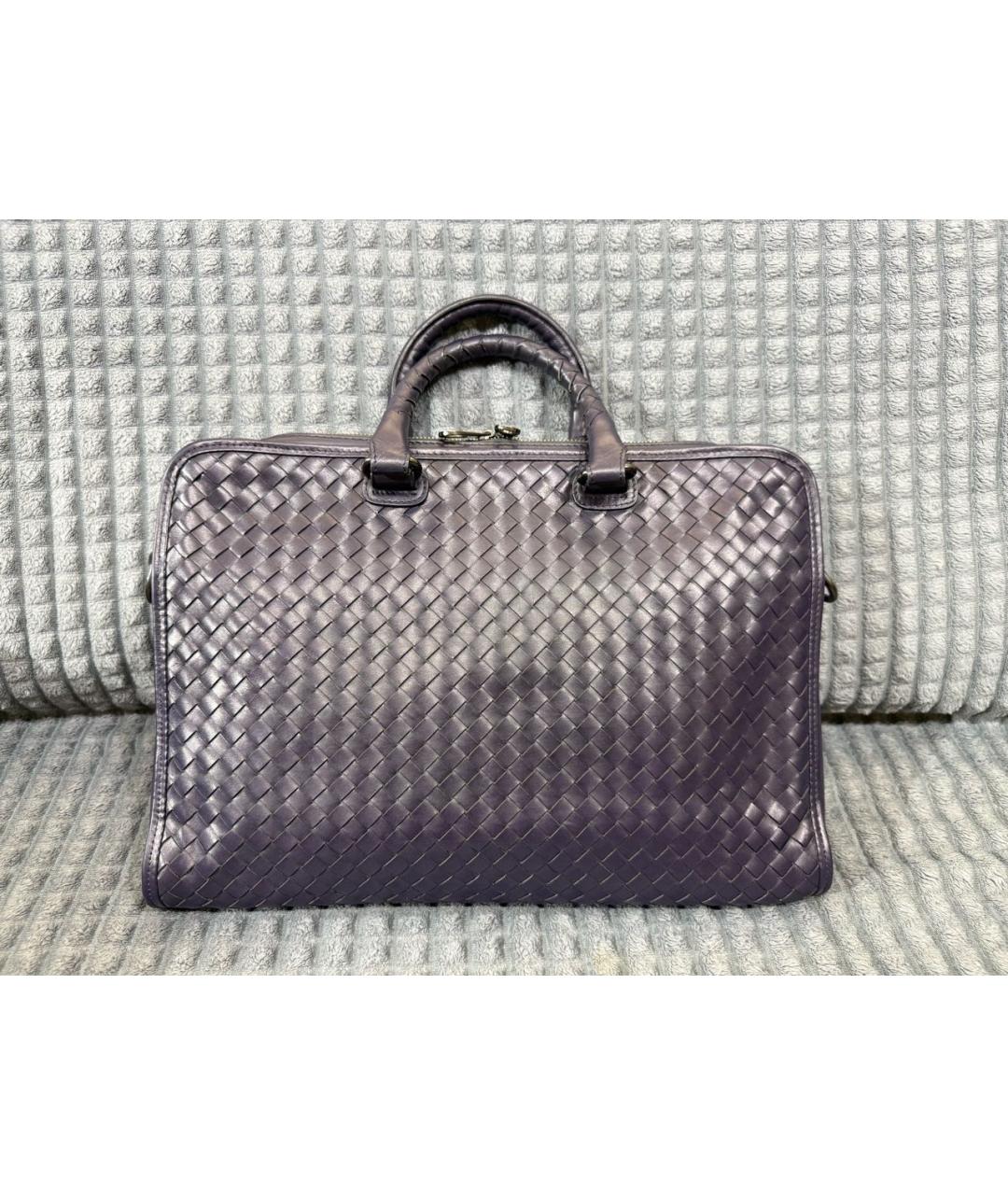 BOTTEGA VENETA Фиолетовый кожаный портфель, фото 3