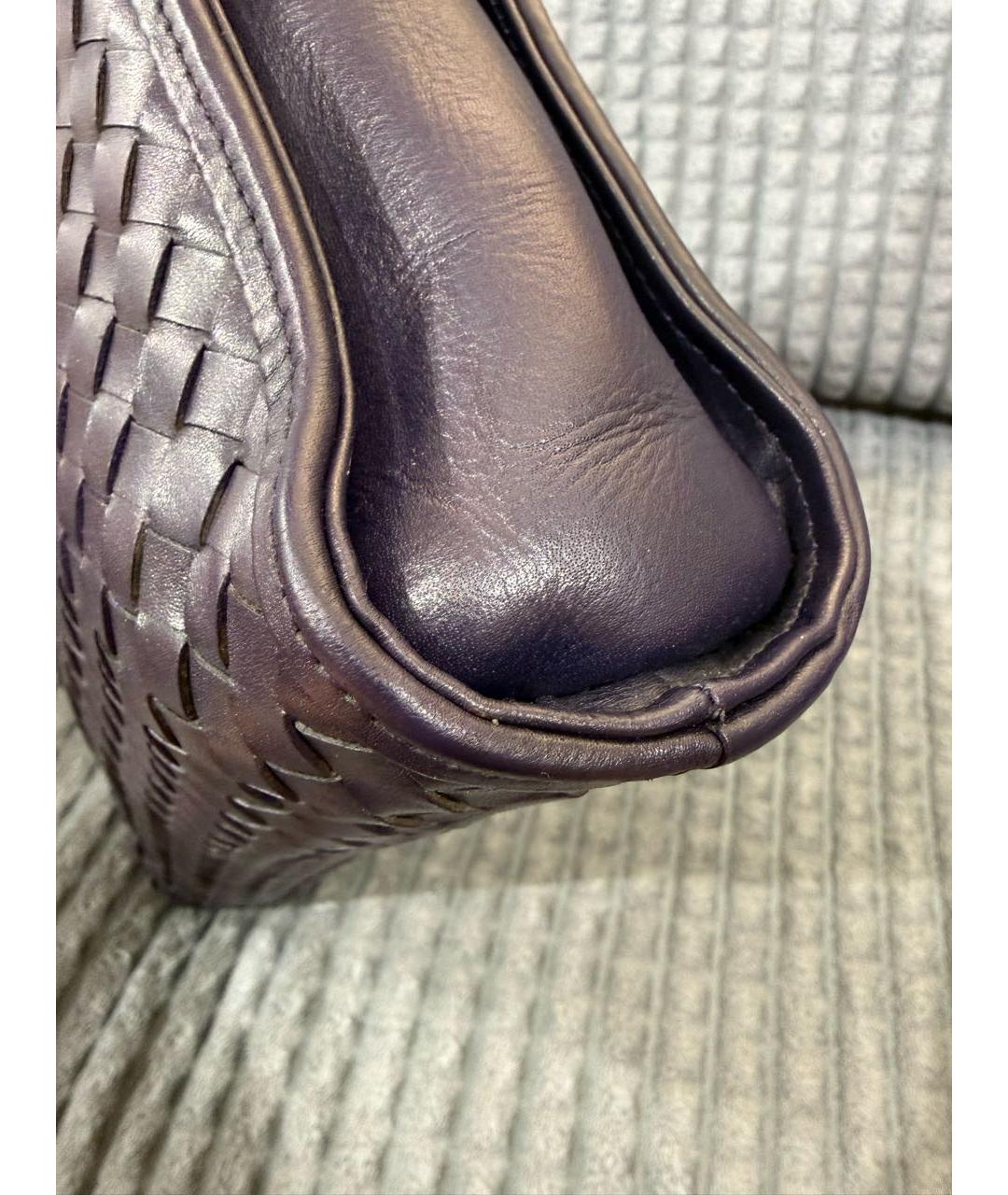BOTTEGA VENETA Фиолетовый кожаный портфель, фото 5
