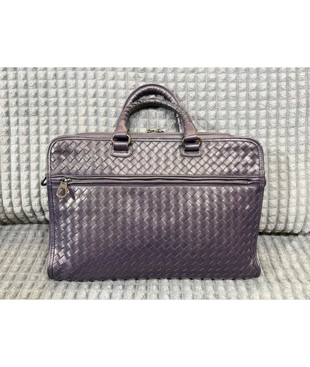 BOTTEGA VENETA Фиолетовый кожаный портфель, фото 2