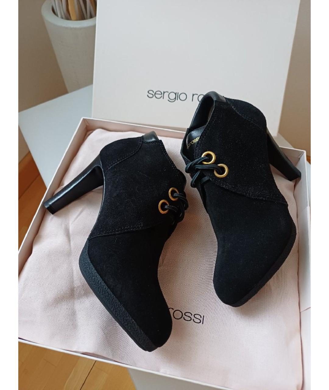 SERGIO ROSSI Черные замшевые ботильоны, фото 3