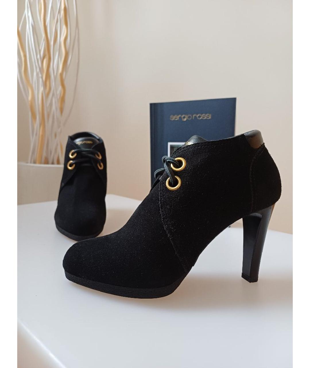 SERGIO ROSSI Черные замшевые ботильоны, фото 4