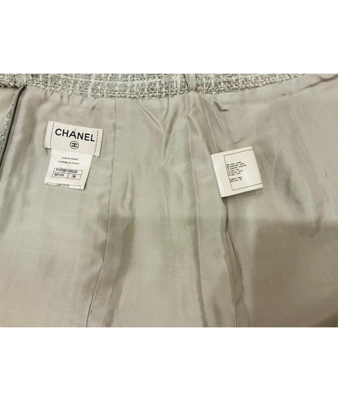 CHANEL Голубая твидовая юбка миди, фото 4