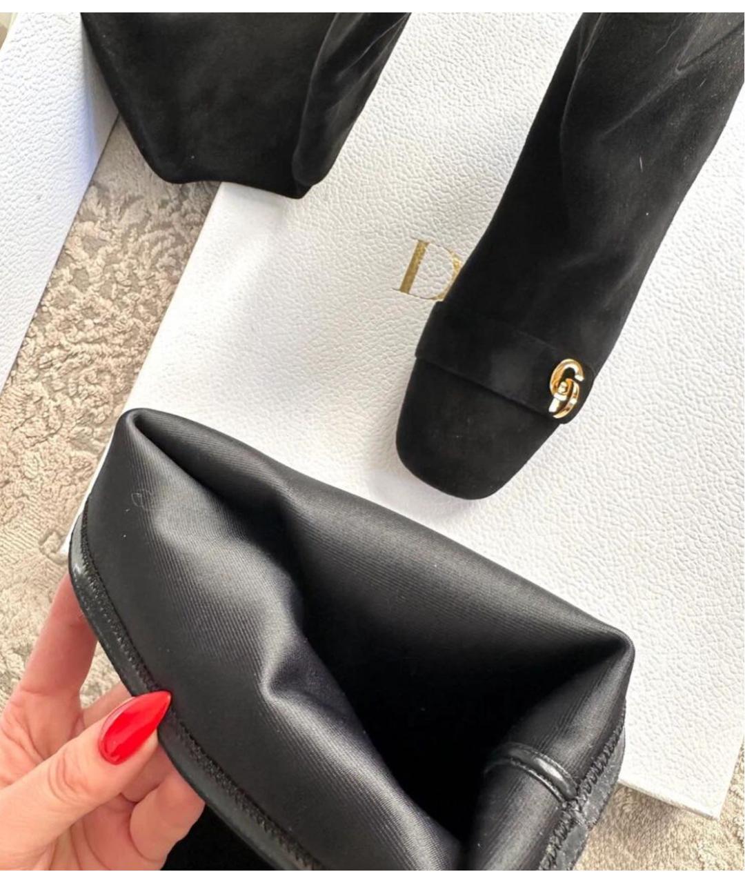 CHRISTIAN DIOR Черные замшевые ботфорты, фото 3
