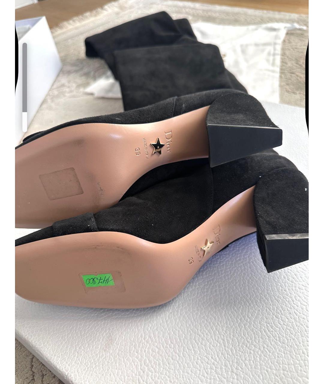 CHRISTIAN DIOR Черные замшевые ботфорты, фото 4