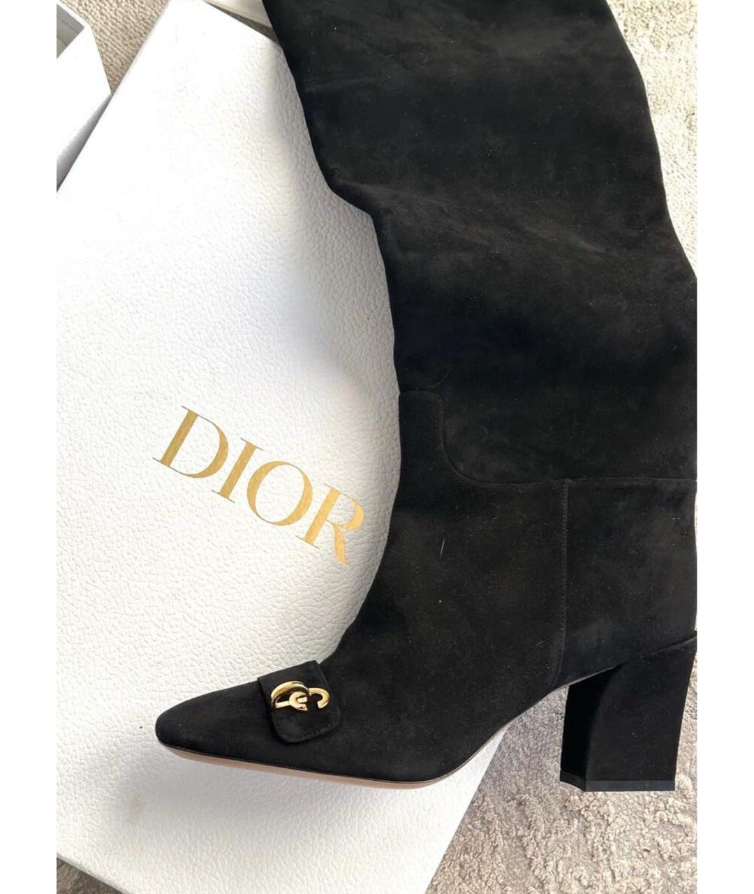 CHRISTIAN DIOR Черные замшевые ботфорты, фото 6