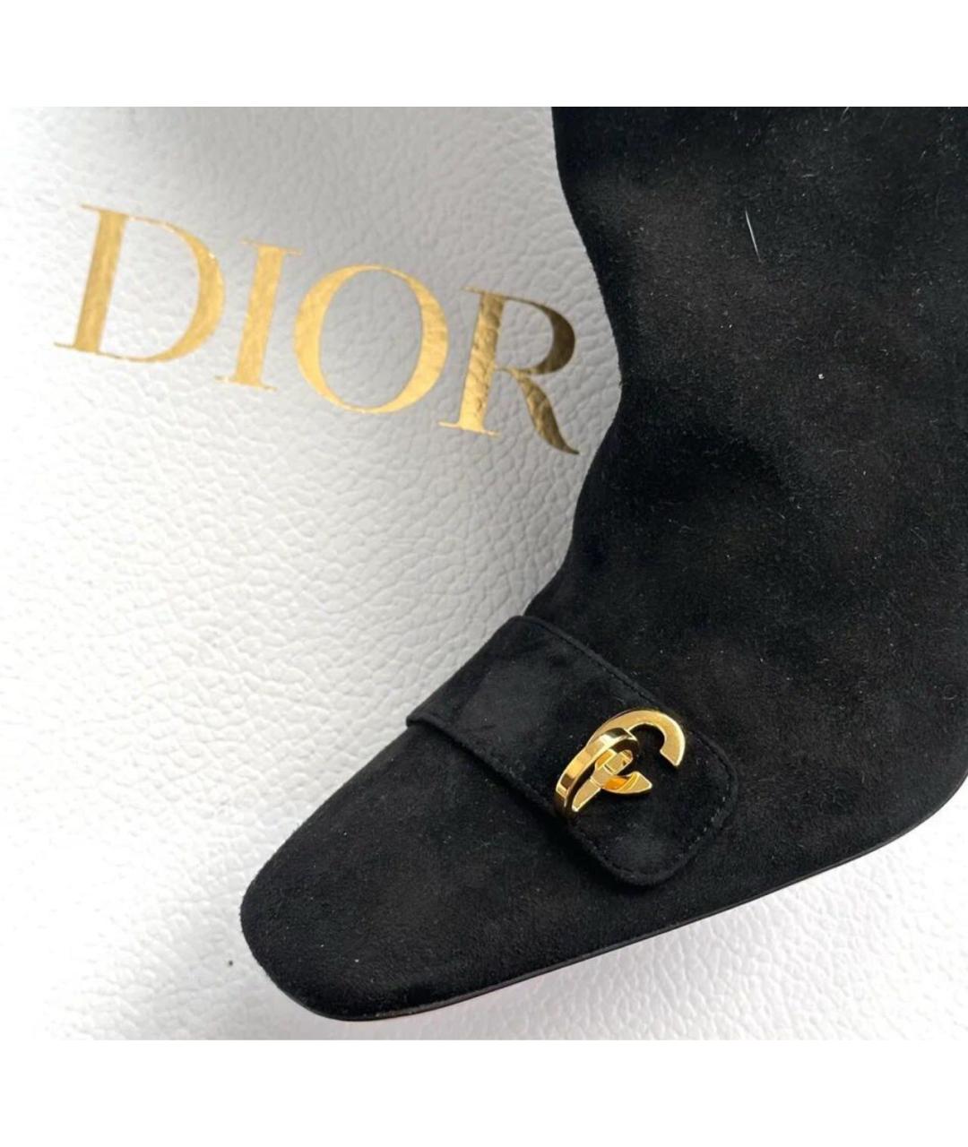 CHRISTIAN DIOR Черные замшевые ботфорты, фото 5