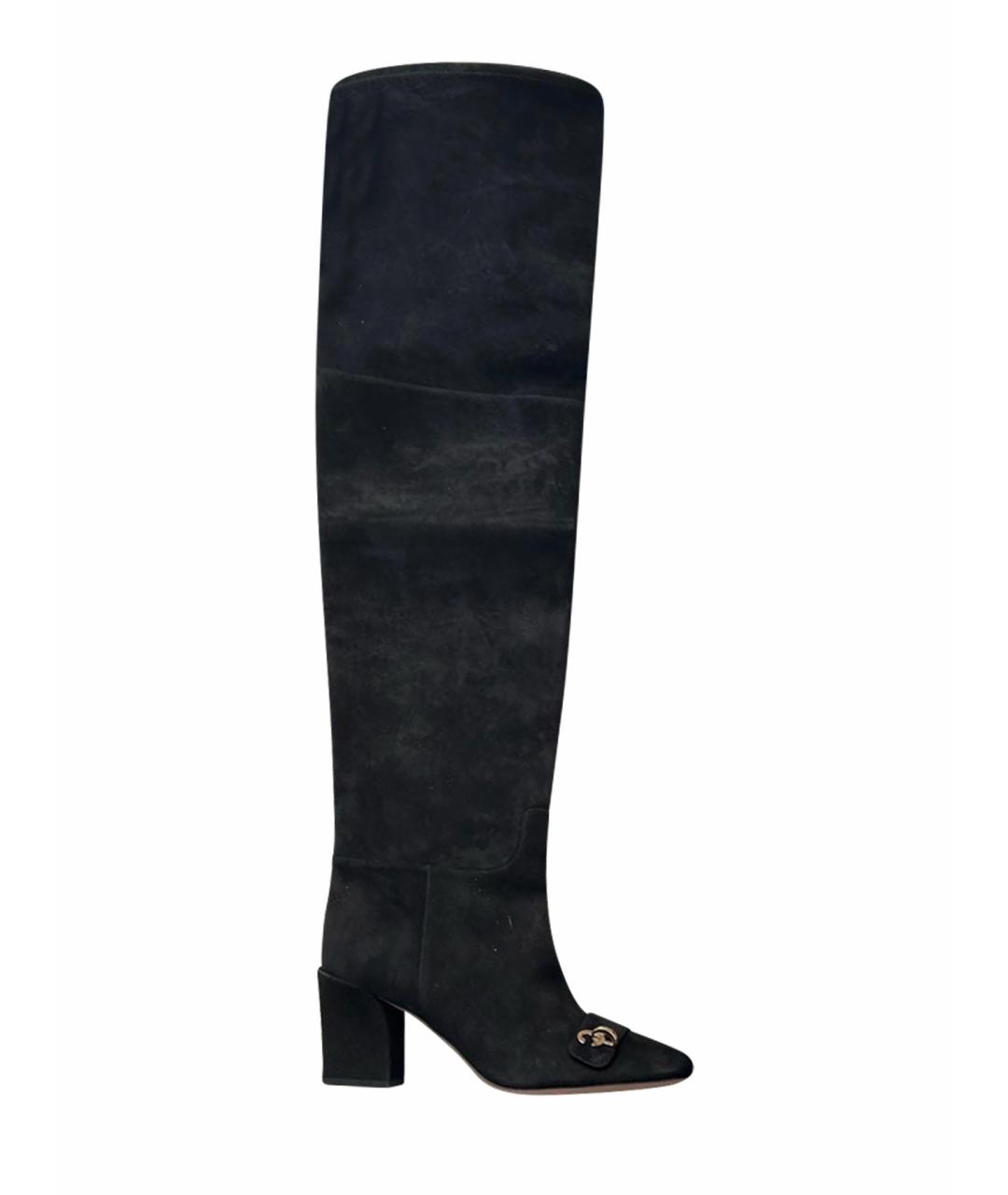 CHRISTIAN DIOR Черные замшевые ботфорты, фото 1