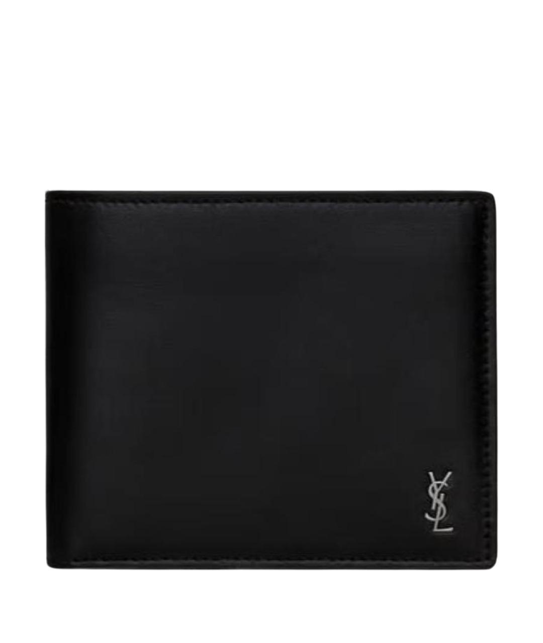SAINT LAURENT Черный кожаный кошелек, фото 6