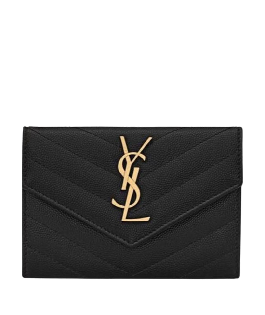 SAINT LAURENT Черный кожаный кошелек, фото 6