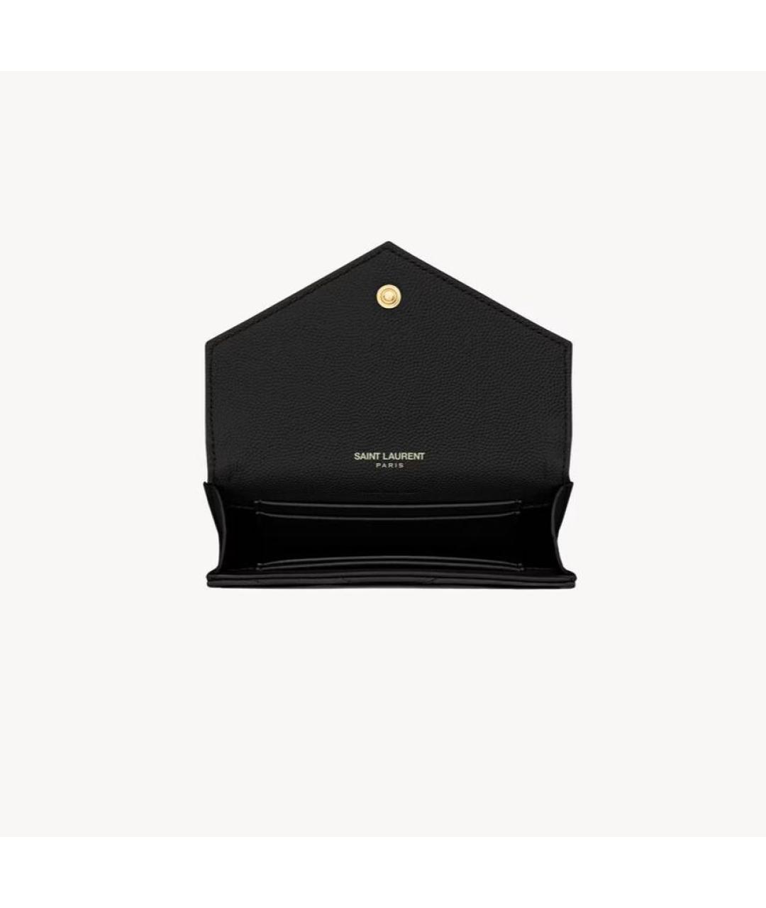SAINT LAURENT Черный кожаный кошелек, фото 4