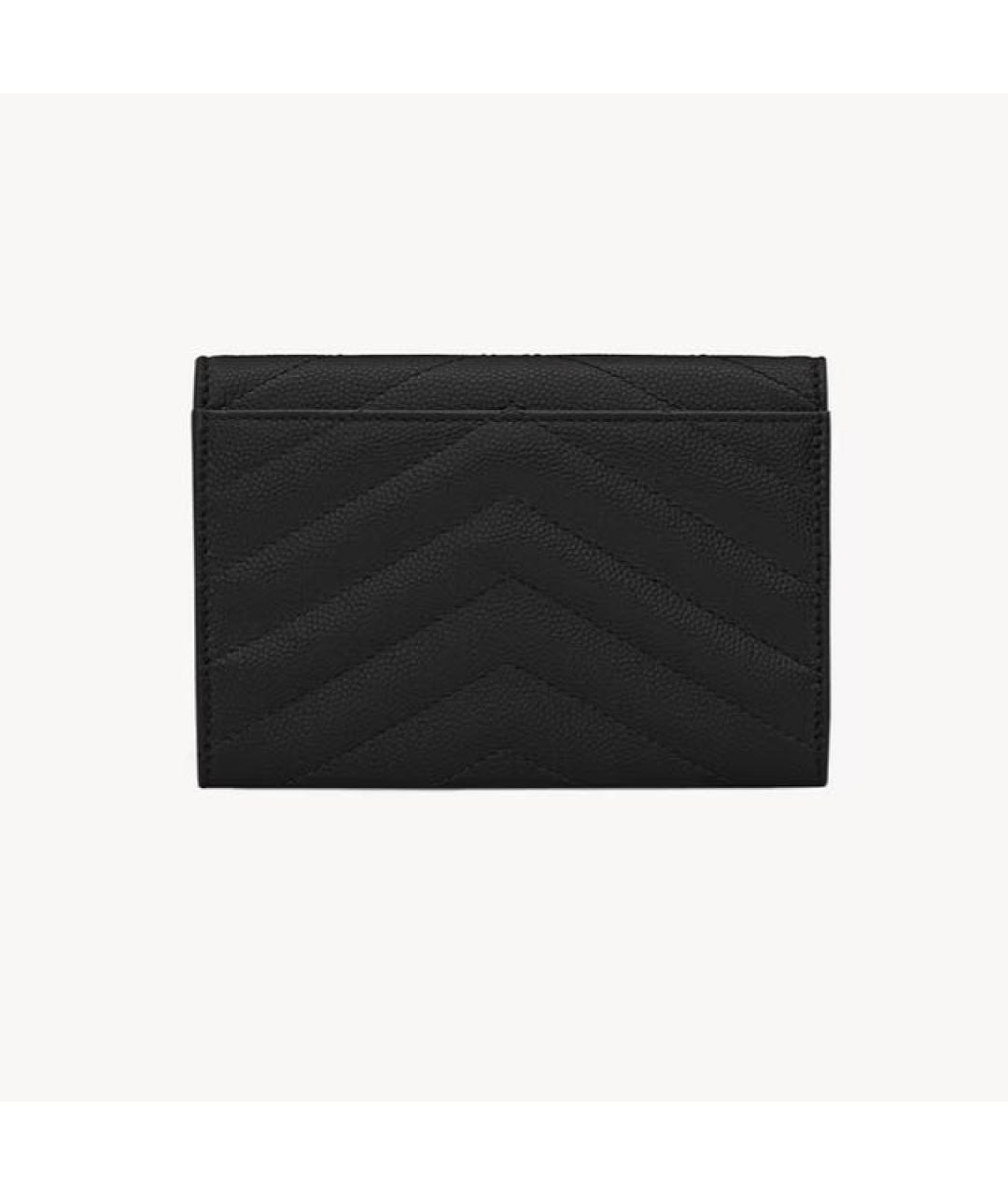 SAINT LAURENT Черный кожаный кошелек, фото 2