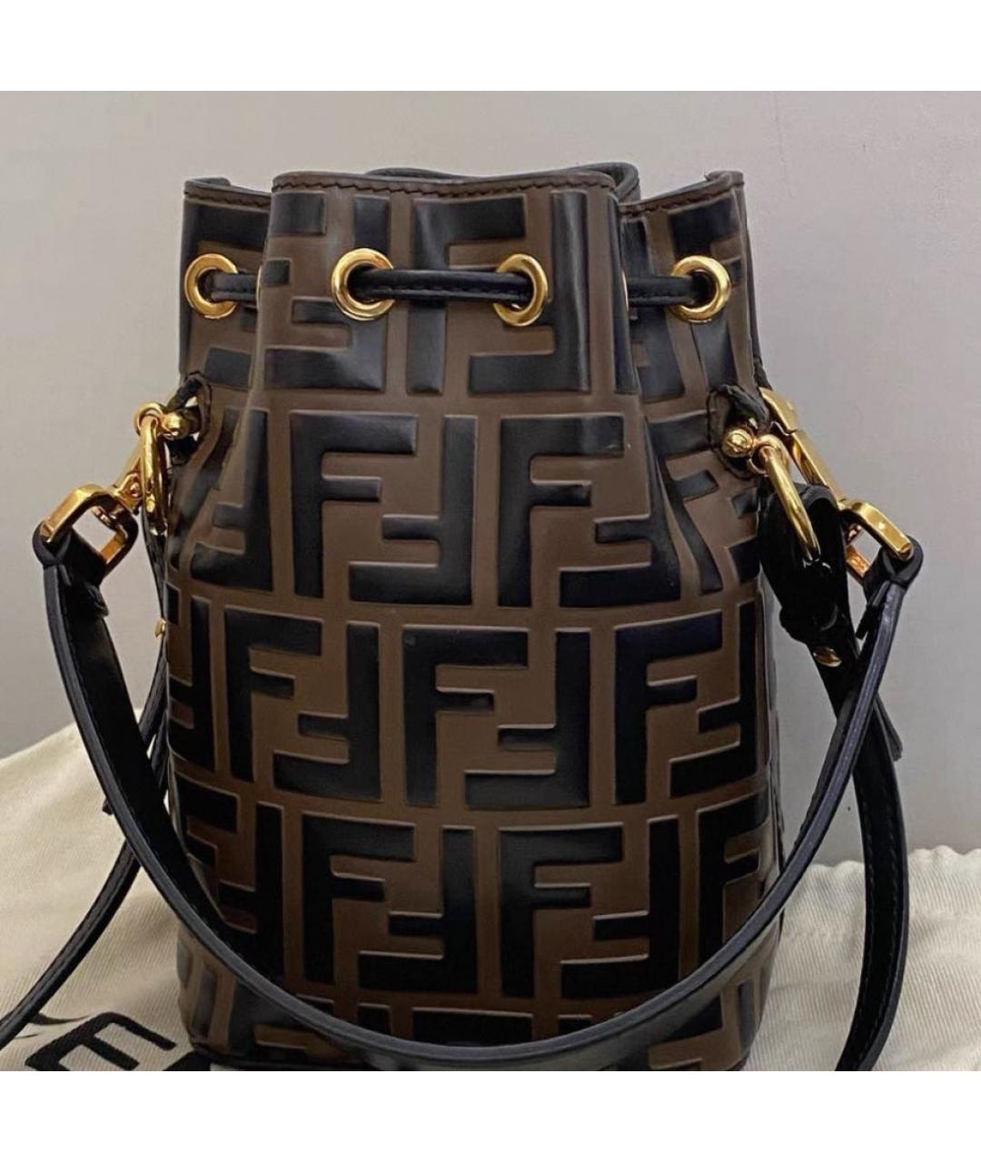 FENDI Коричневая кожаная сумка через плечо, фото 4