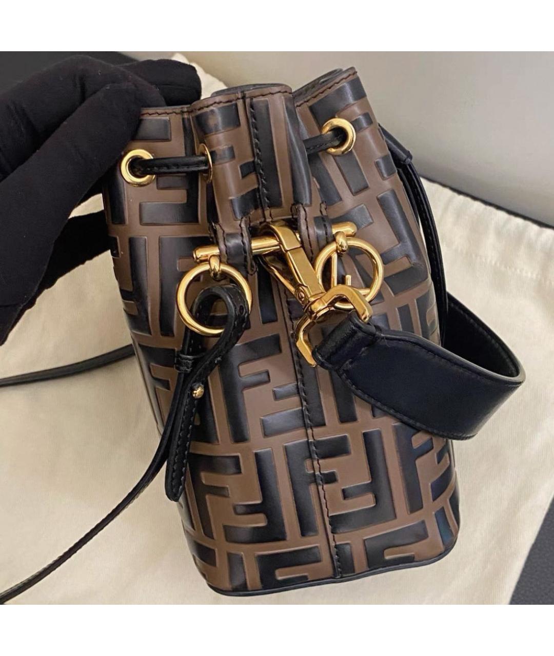 FENDI Коричневая кожаная сумка через плечо, фото 5