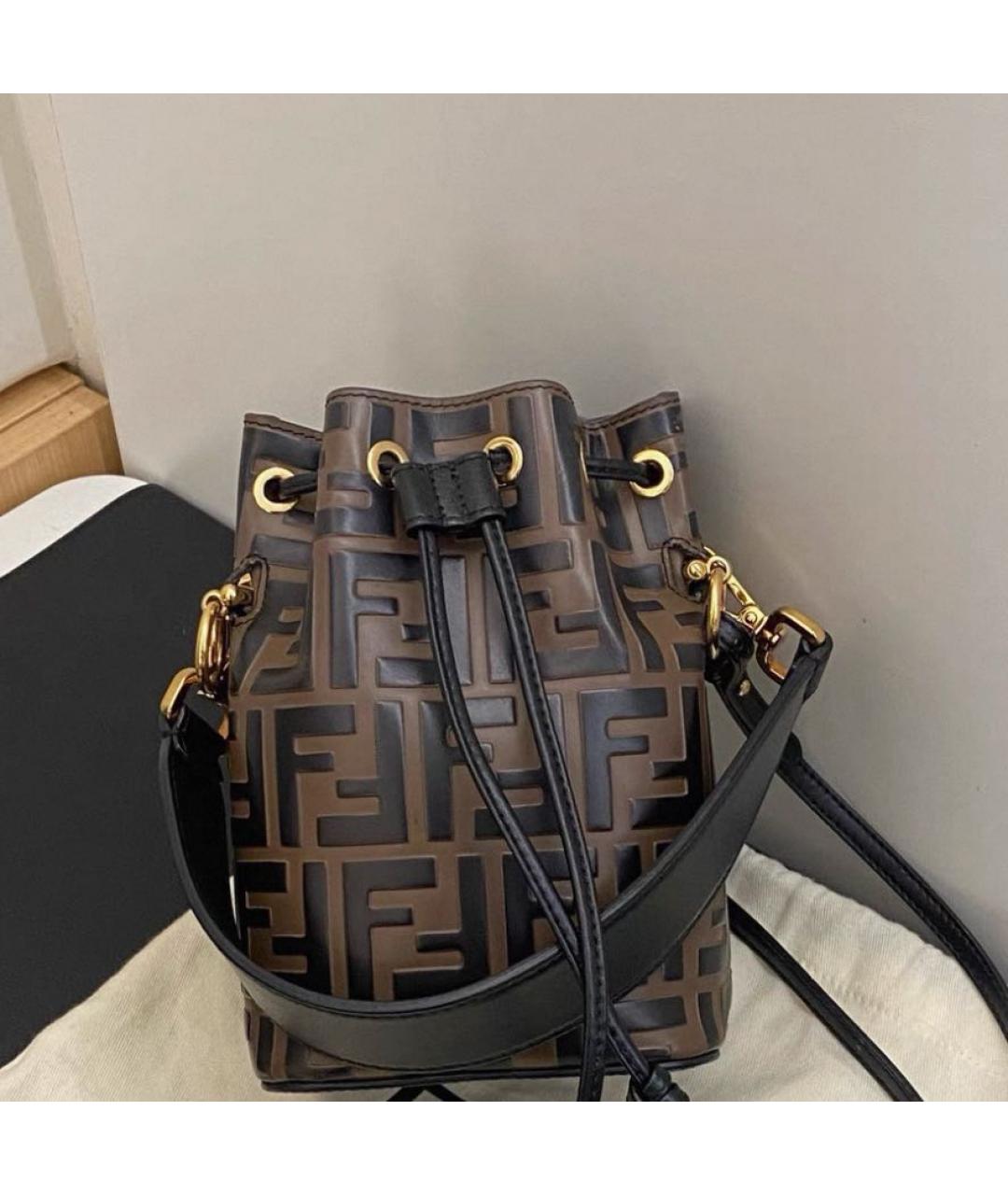 FENDI Коричневая кожаная сумка через плечо, фото 2