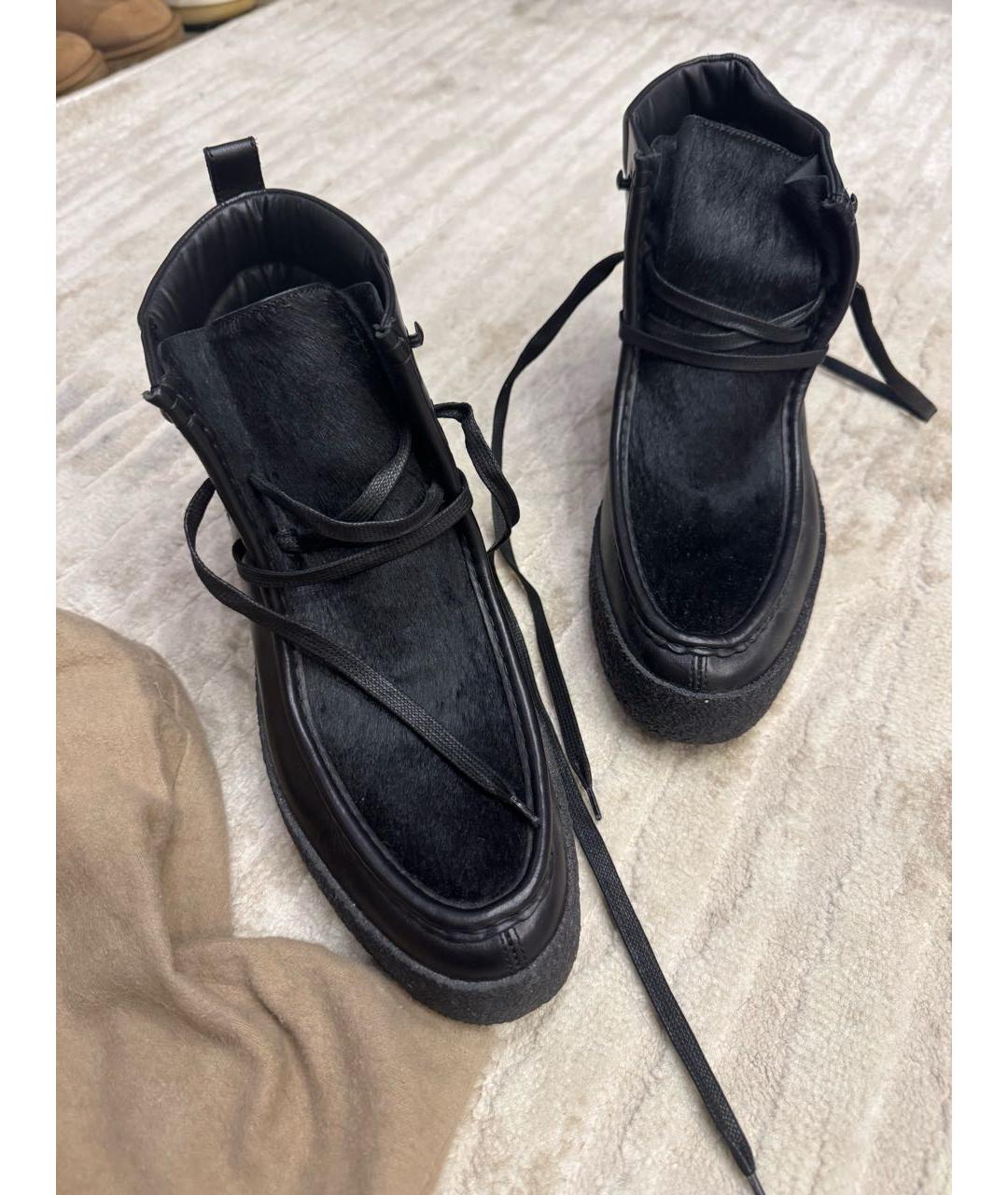 BOTTEGA VENETA Черные кожаные высокие ботинки, фото 3