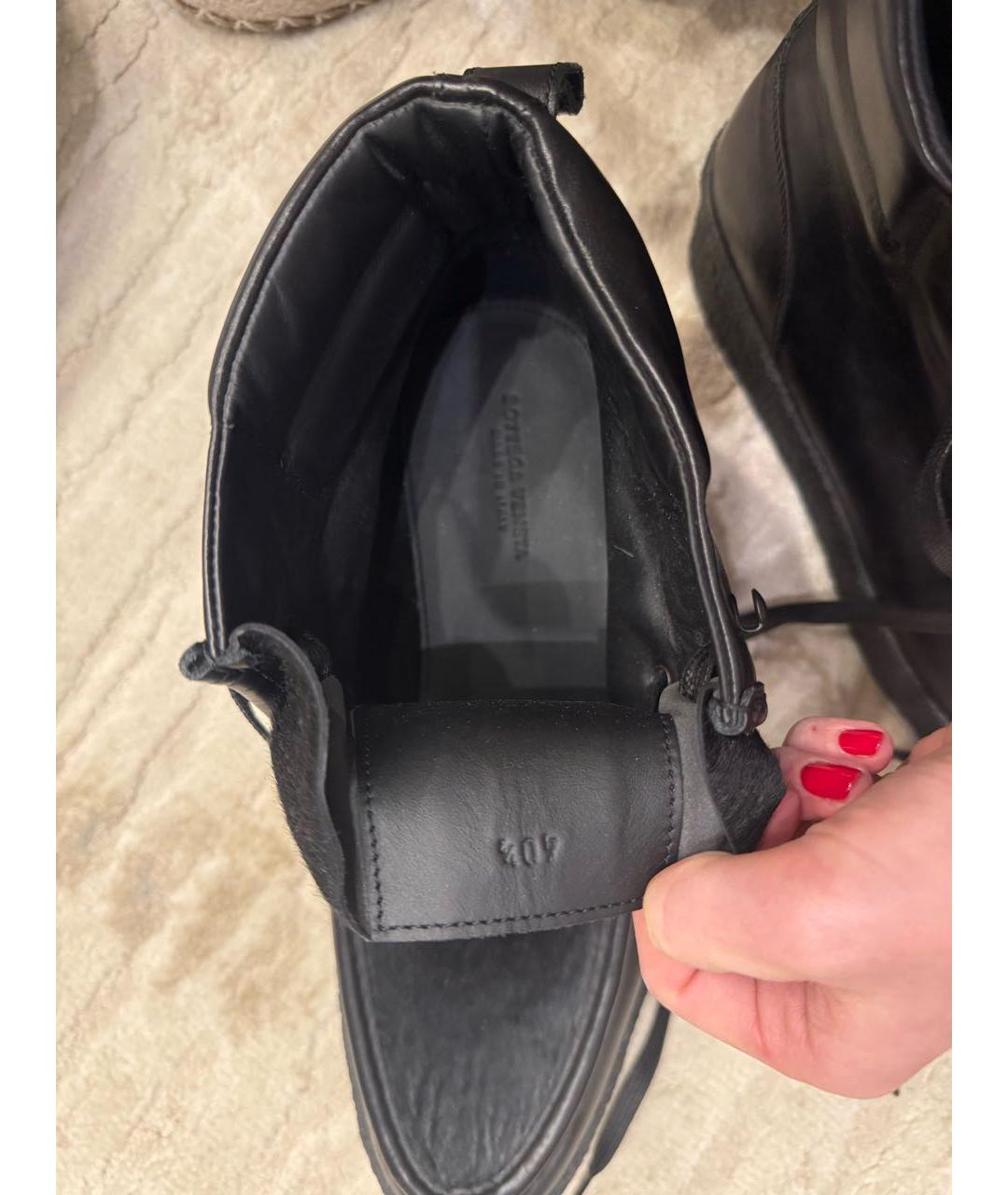 BOTTEGA VENETA Черные кожаные высокие ботинки, фото 6