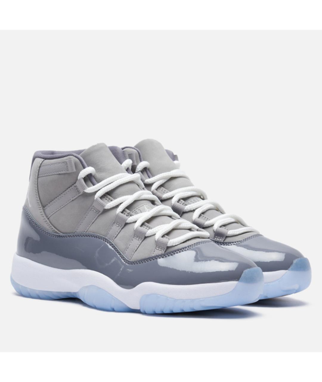 JORDAN Серые кожаные высокие кроссовки / кеды, фото 9