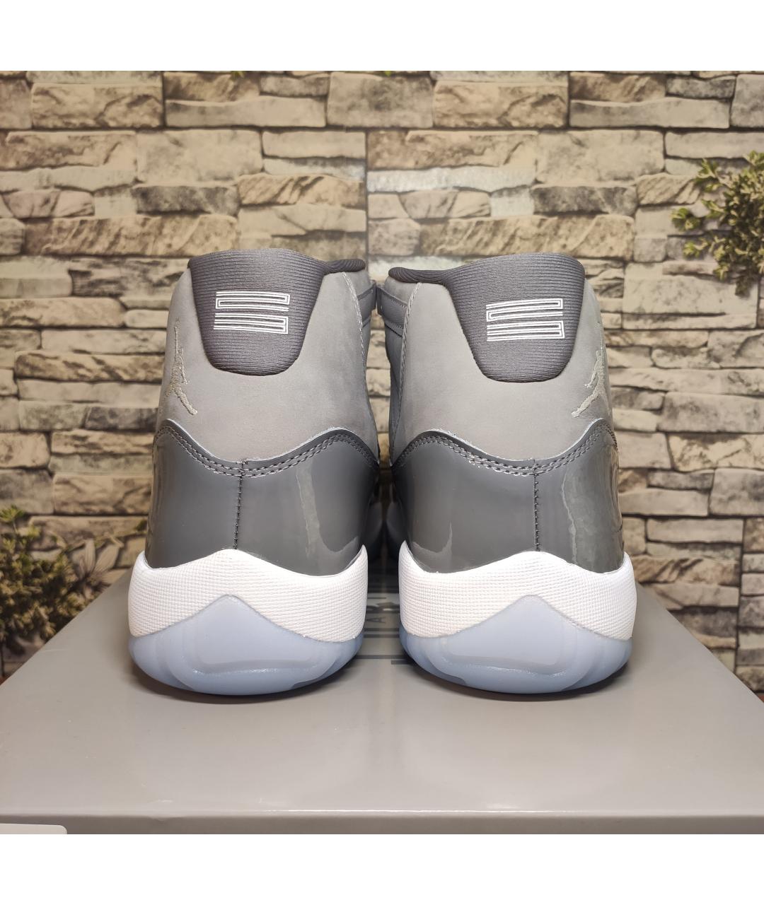 JORDAN Серые кожаные высокие кроссовки / кеды, фото 8