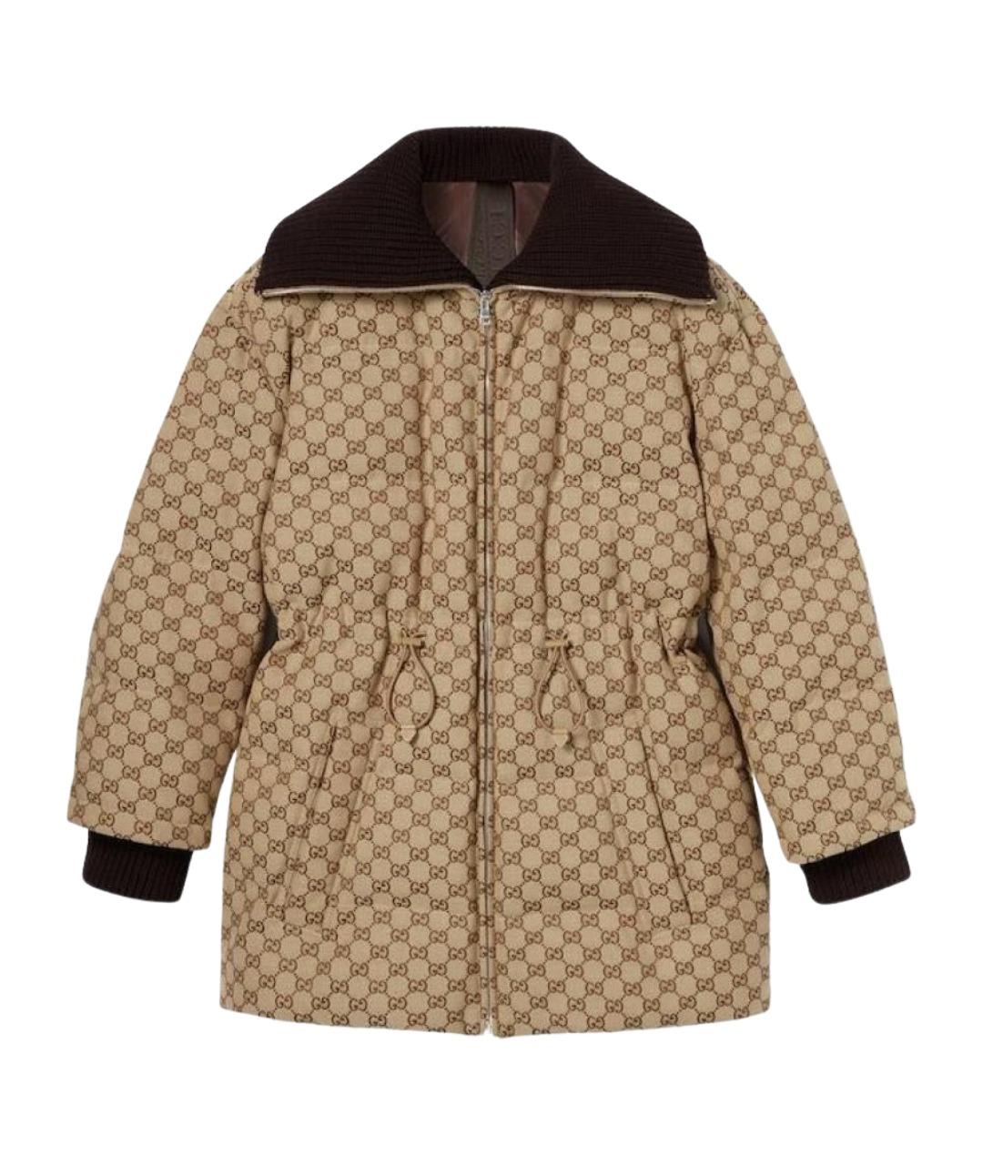 GUCCI Бежевый хлопковый пуховик, фото 1