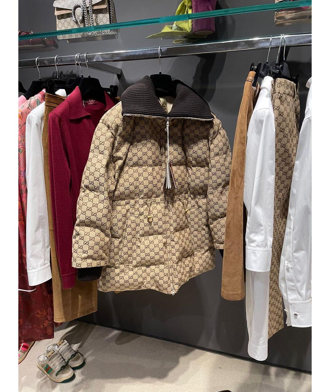 GUCCI Бежевый хлопковый пуховик, фото 7