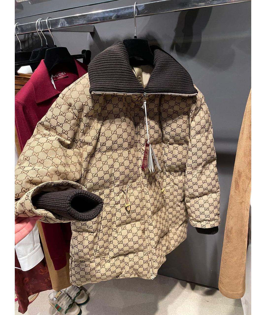 GUCCI Бежевый хлопковый пуховик, фото 6