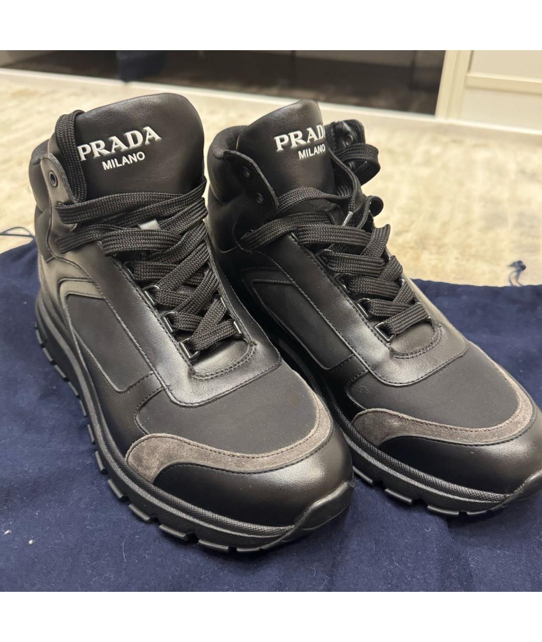 PRADA Черные кожаные высокие ботинки, фото 2