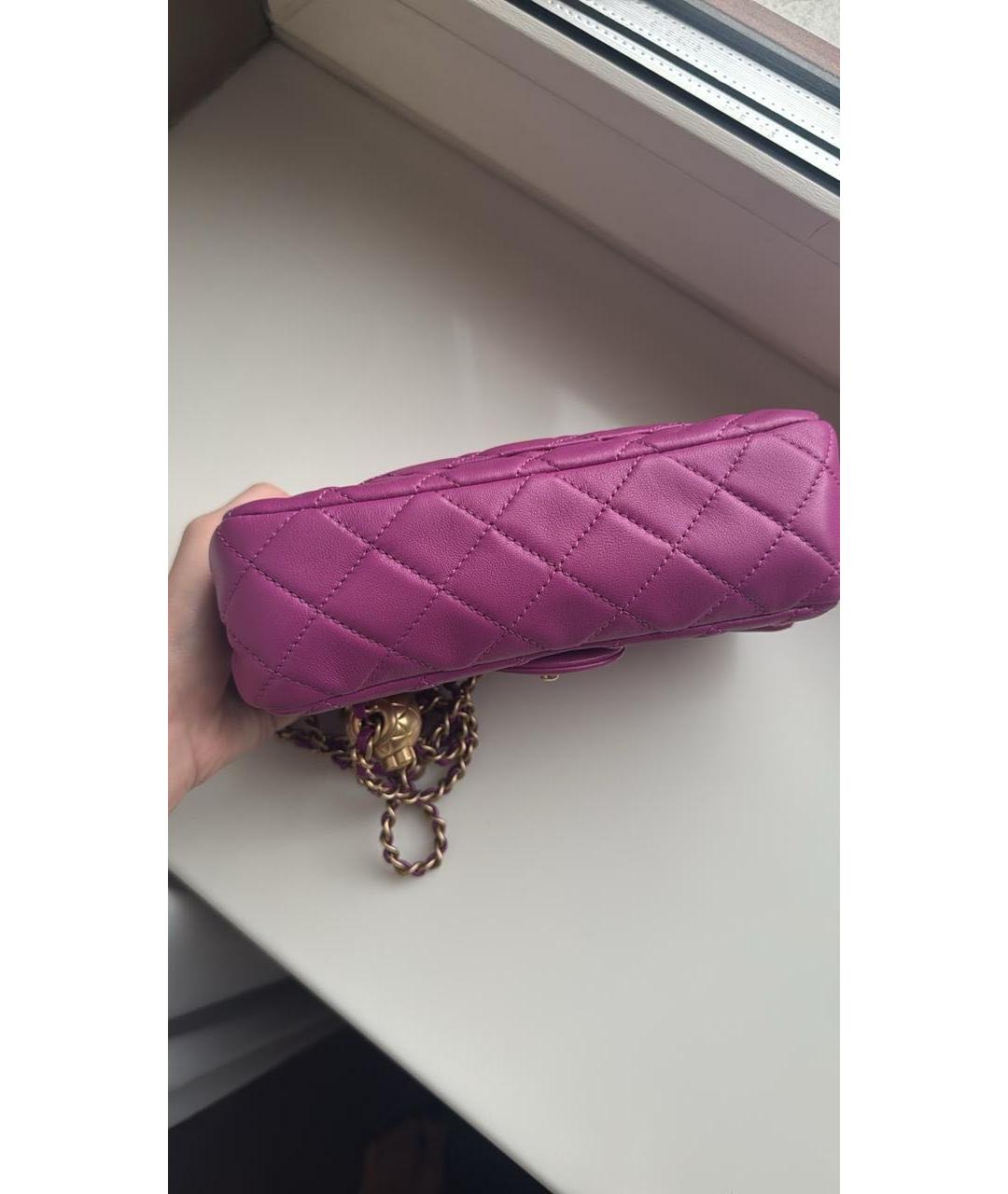 CHANEL Фуксия кожаная сумка через плечо, фото 3
