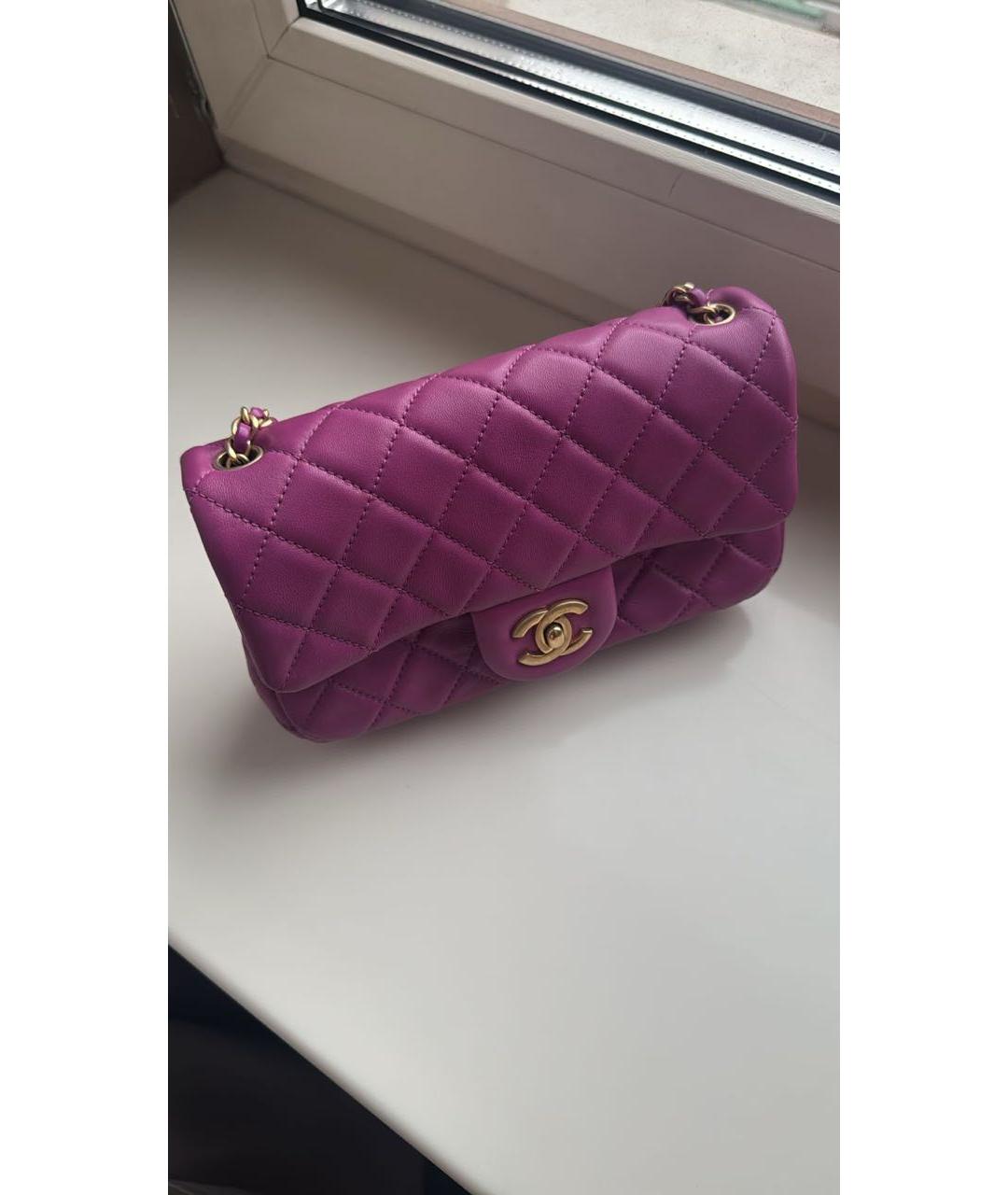 CHANEL Фуксия кожаная сумка через плечо, фото 5