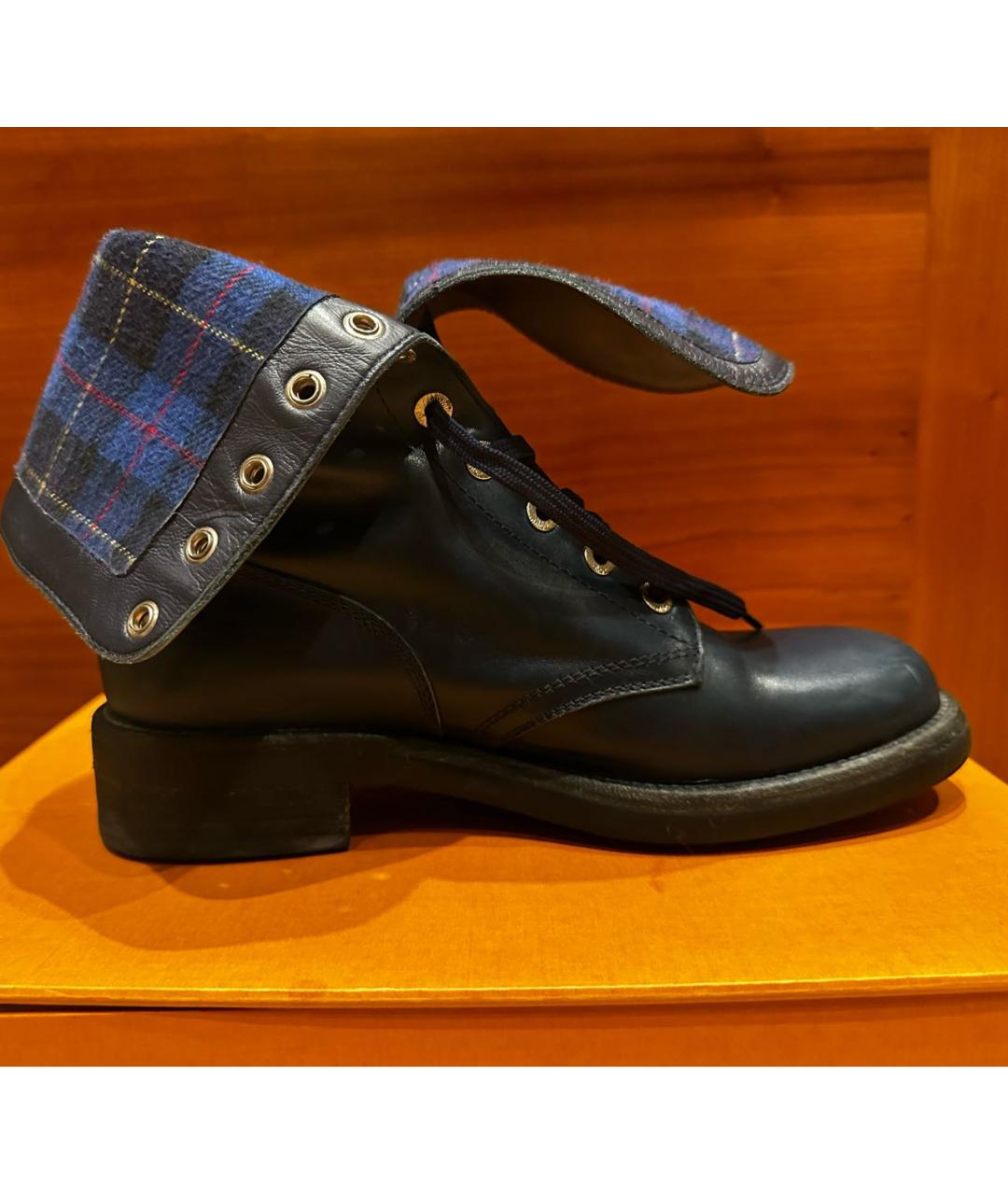 CHANEL Темно-синие кожаные ботинки, фото 5