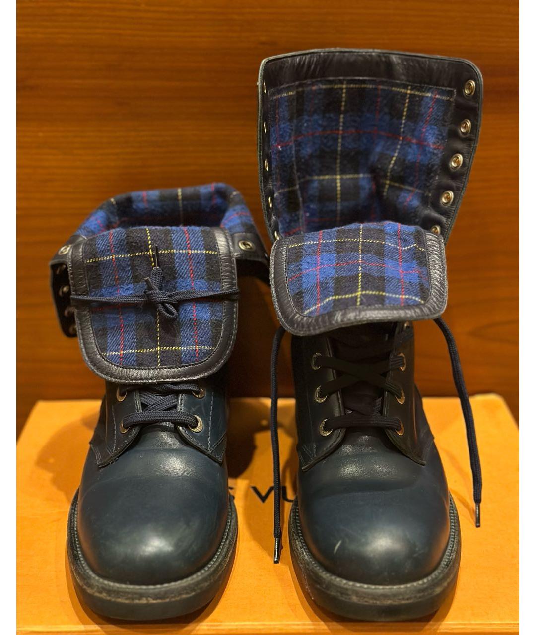 CHANEL Темно-синие кожаные ботинки, фото 2