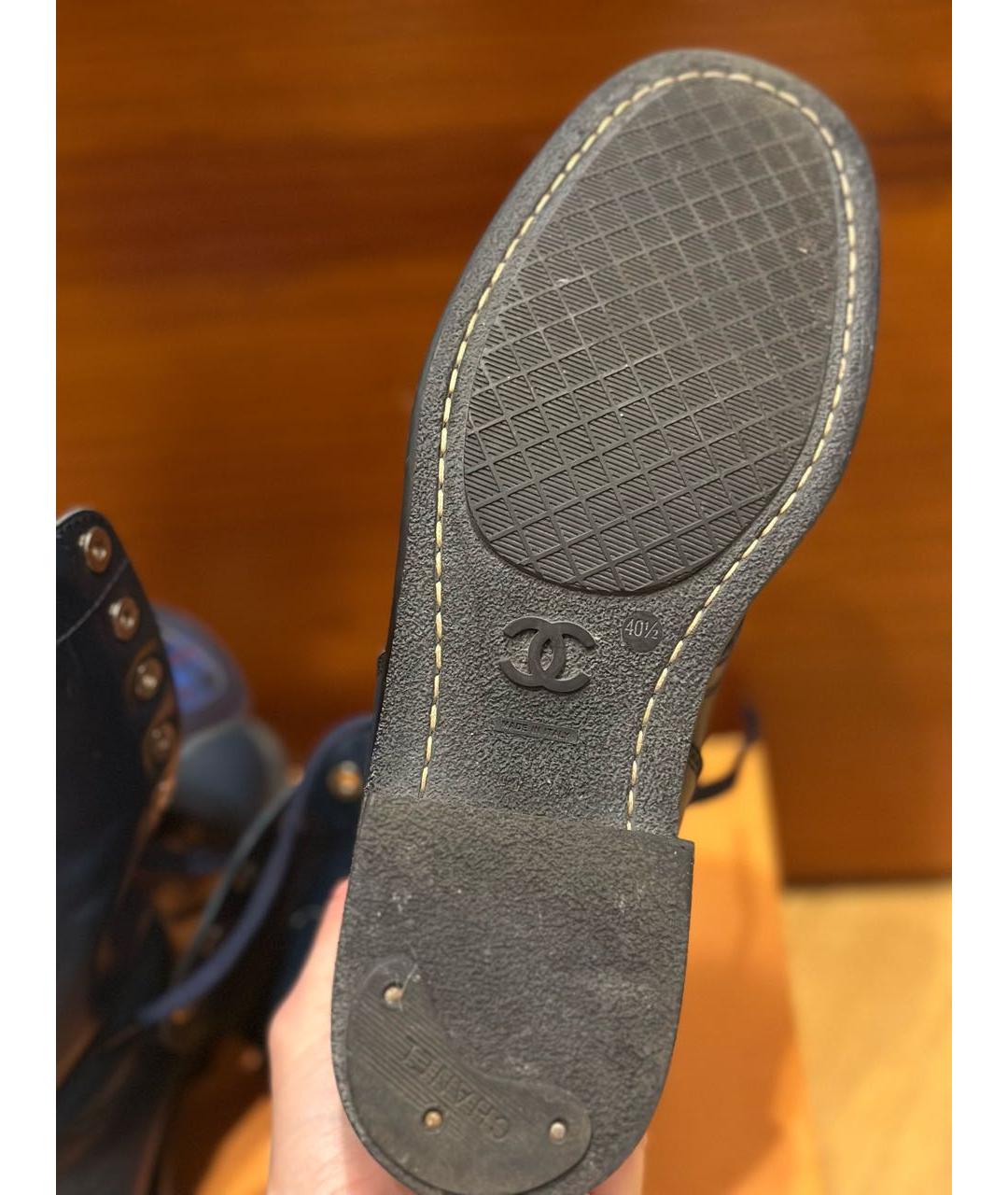 CHANEL Темно-синие кожаные ботинки, фото 7