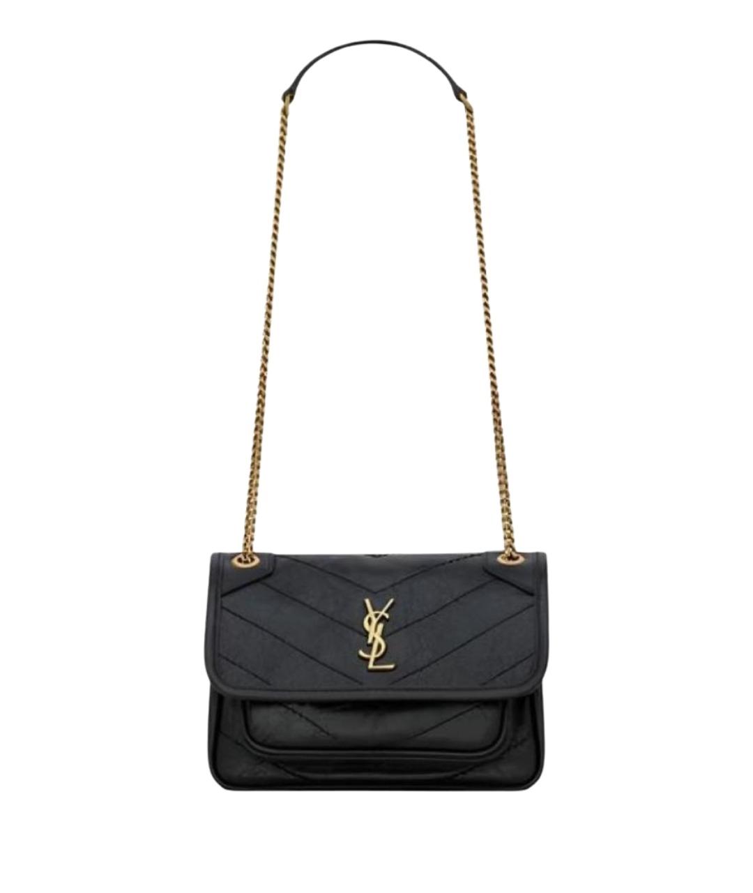 SAINT LAURENT Черная кожаная сумка через плечо, фото 7