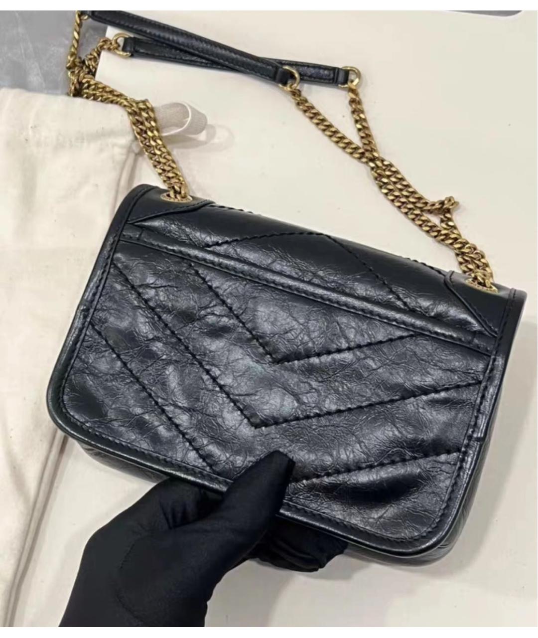 SAINT LAURENT Черная кожаная сумка через плечо, фото 5