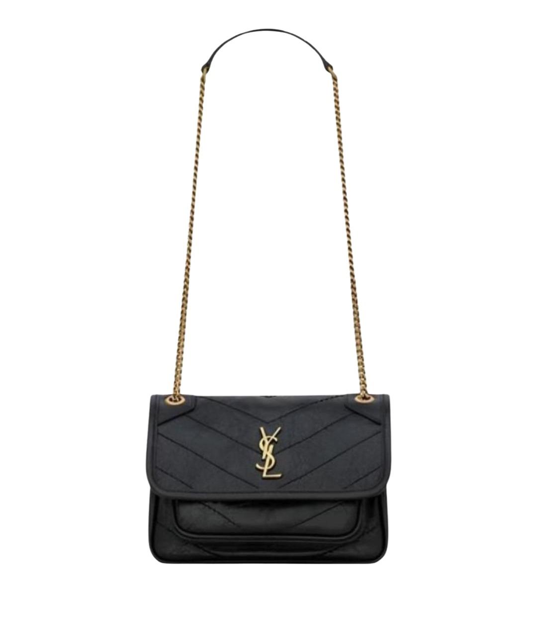 SAINT LAURENT Черная кожаная сумка через плечо, фото 1