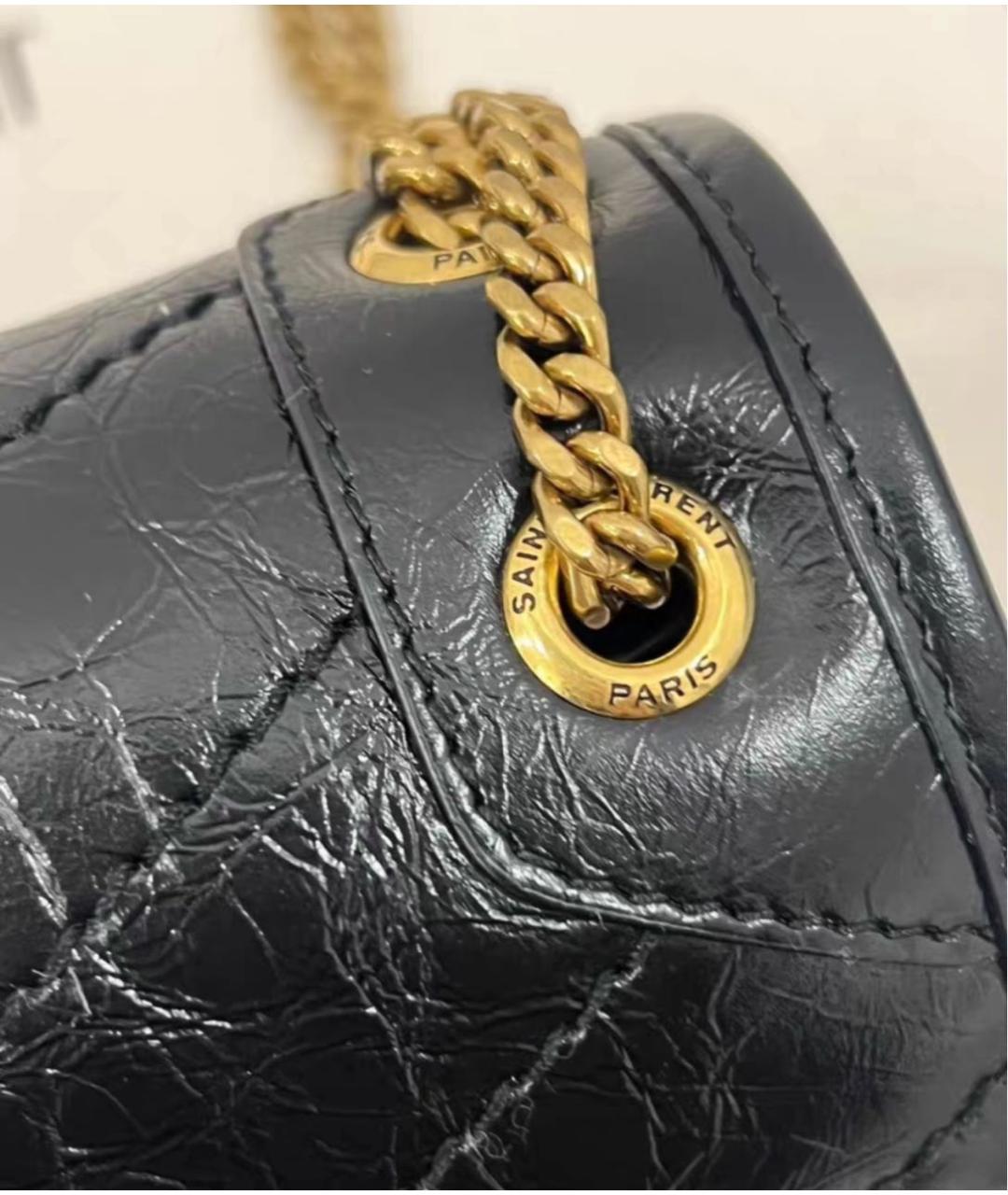 SAINT LAURENT Черная кожаная сумка через плечо, фото 3