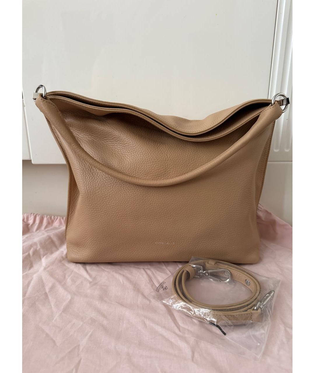 COCCINELLE Бежевая кожаная сумка с короткими ручками, фото 6