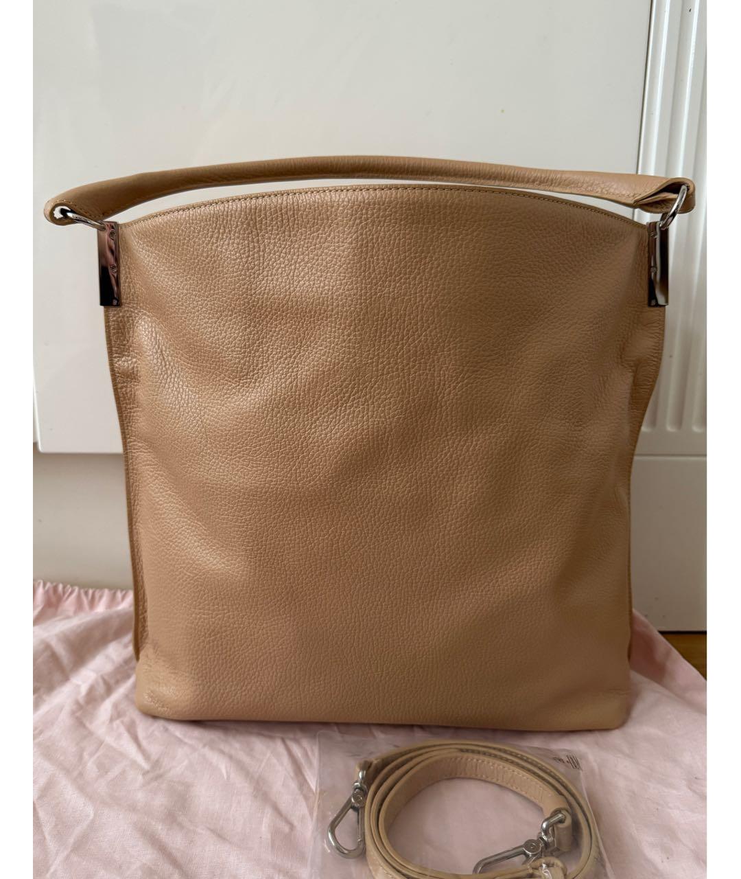 COCCINELLE Бежевая кожаная сумка с короткими ручками, фото 3