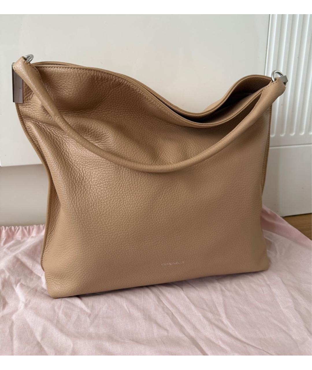 COCCINELLE Бежевая кожаная сумка с короткими ручками, фото 2