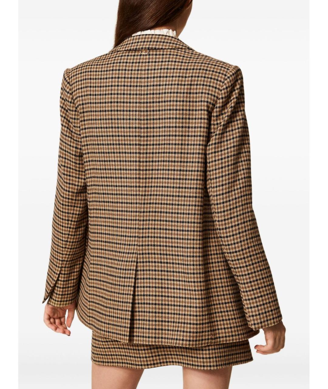 TWIN-SET Коричневый шерстяной жакет/пиджак, фото 5